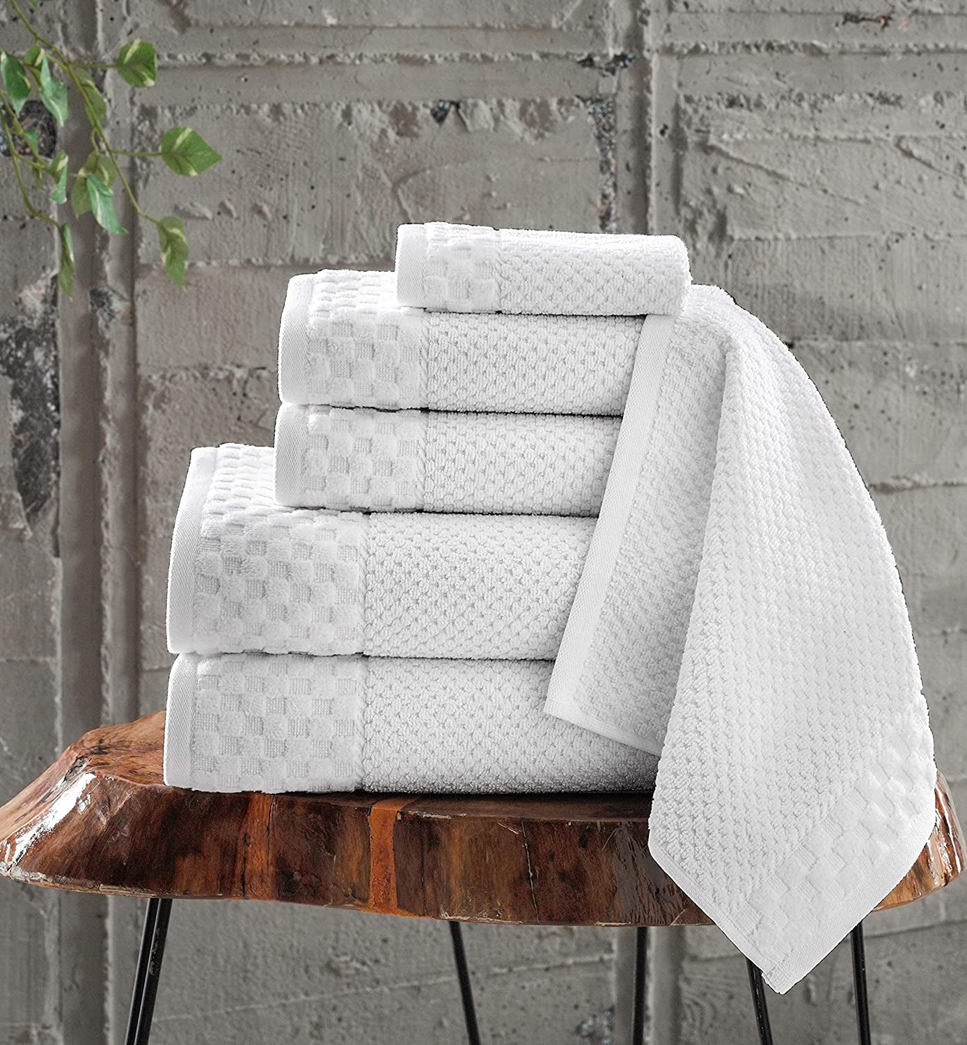 - Soft Textured and Quick Dry - 6 Piece Luxury White Towels for Bathroom - 100% Turkish Cotton - 2 Bath Towels, 2 Washcloths and 2 Hand Towels Set