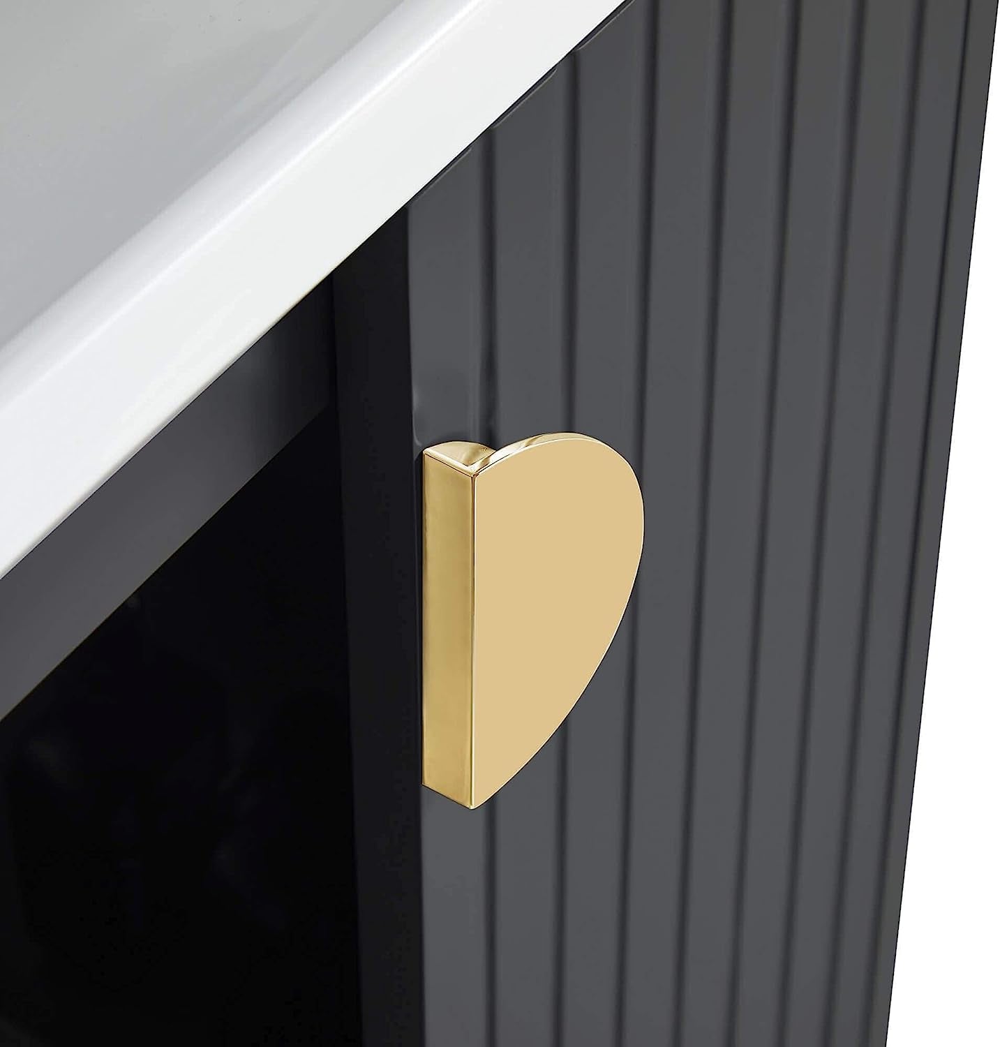 Venezian Collection - 48" Single Black Bathroom Vanity, Brass Handles.