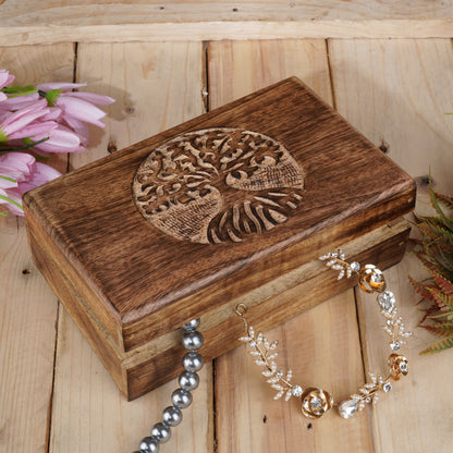 Wood Handcrafted Jewelry Storage Box Treasure Chest Keepsake Travel Organizer Trinket Case Remote Holder