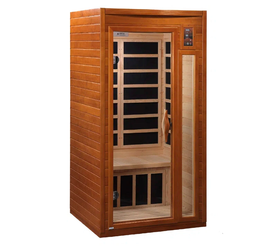 Barcelona 1 - Person Bluetooth Compatible FAR Infrared Sauna with Remote Control in Hemlock