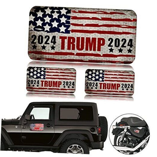 3 Reflective American Flag Car Magnets, Car Magnets of Different 2024 Trump