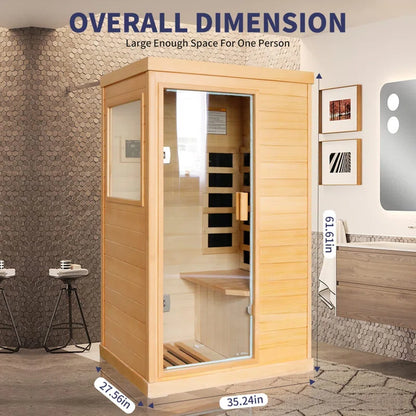 Far Infrared Sauna Home Sauna Spa Room Low-Emf Canadian Hemlock Wood 800W Indoor Saunas