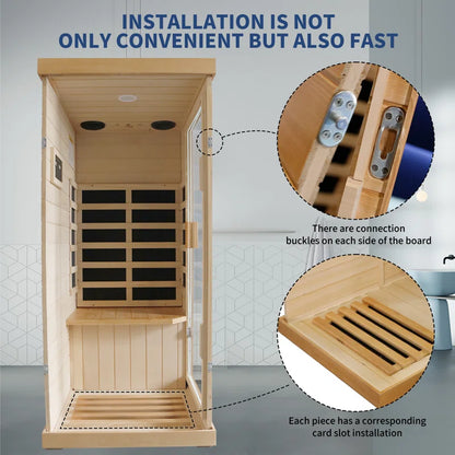 Far Infrared Sauna Home Sauna Spa Room Low-Emf Canadian Hemlock Wood 800W Indoor Saunas