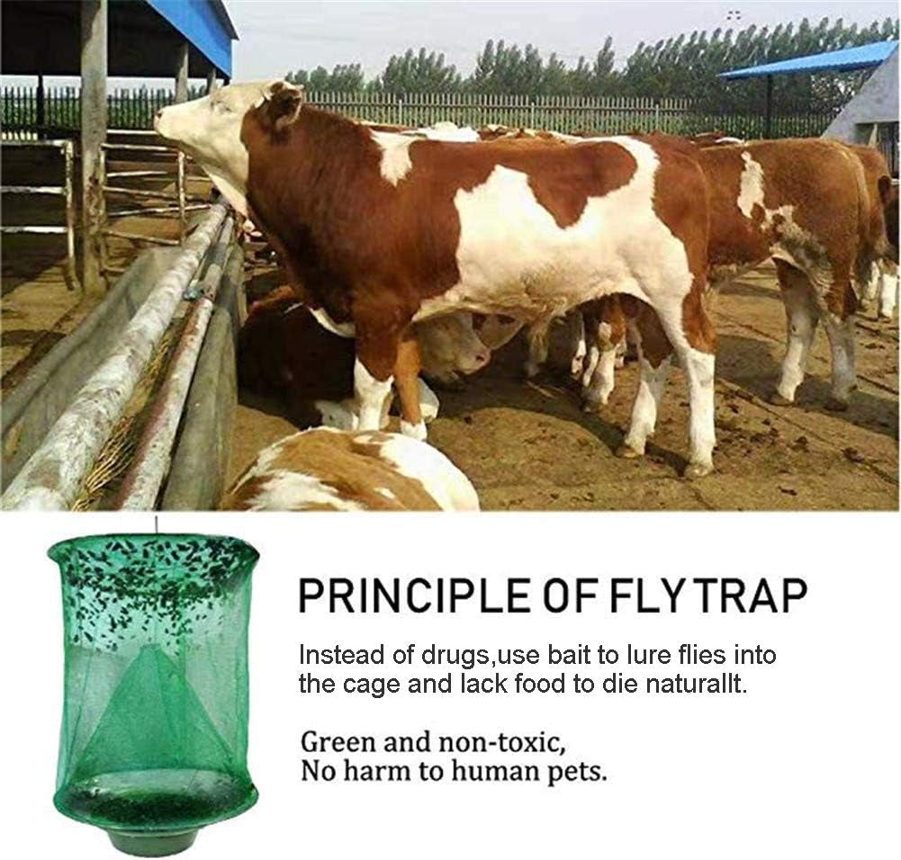 Ranch Fly Trap Outdoor Hanging | Reusable Fly Trap | Food Bait Flay Catcher Cage for Indoor or Outdoor Family Farms, Park (3 Pack)