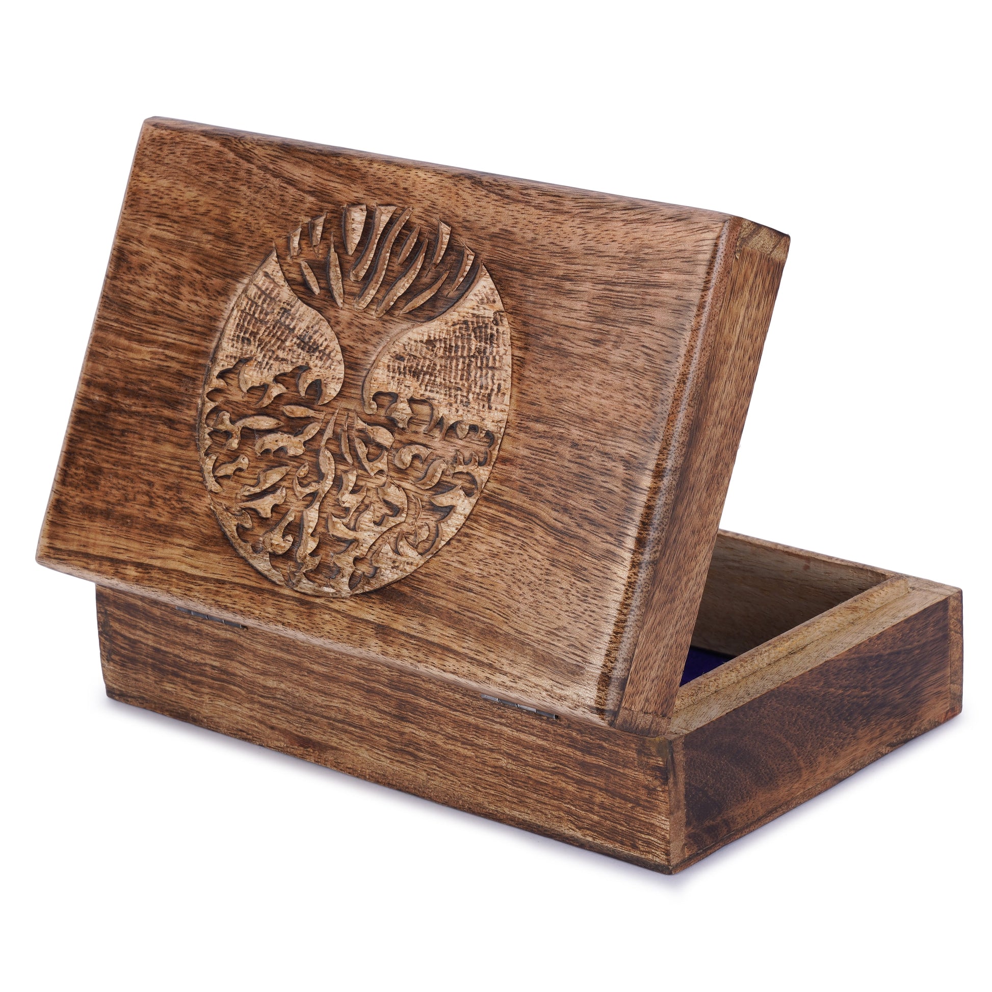 Wood Handcrafted Jewelry Storage Box Treasure Chest Keepsake Travel Organizer Trinket Case Remote Holder