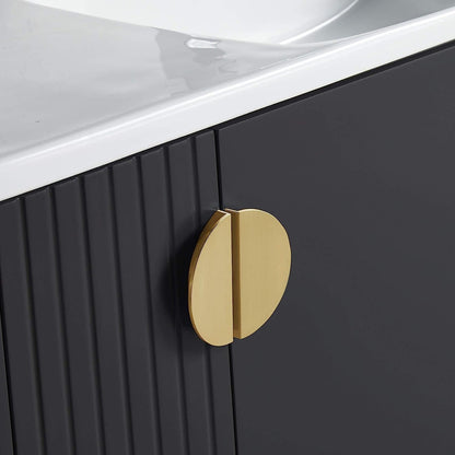 Venezian Collection - 48" Single Black Bathroom Vanity, Brass Handles.