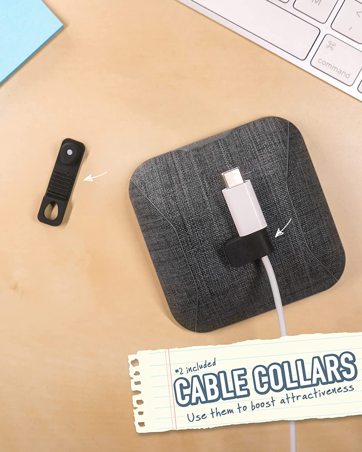 Magnetic Cord Holder - Cable Wrangler Organizer with Magnet Clips for Charger Management on Desktop, Nightstand, or Side Table - No. 2 Pencil Gray