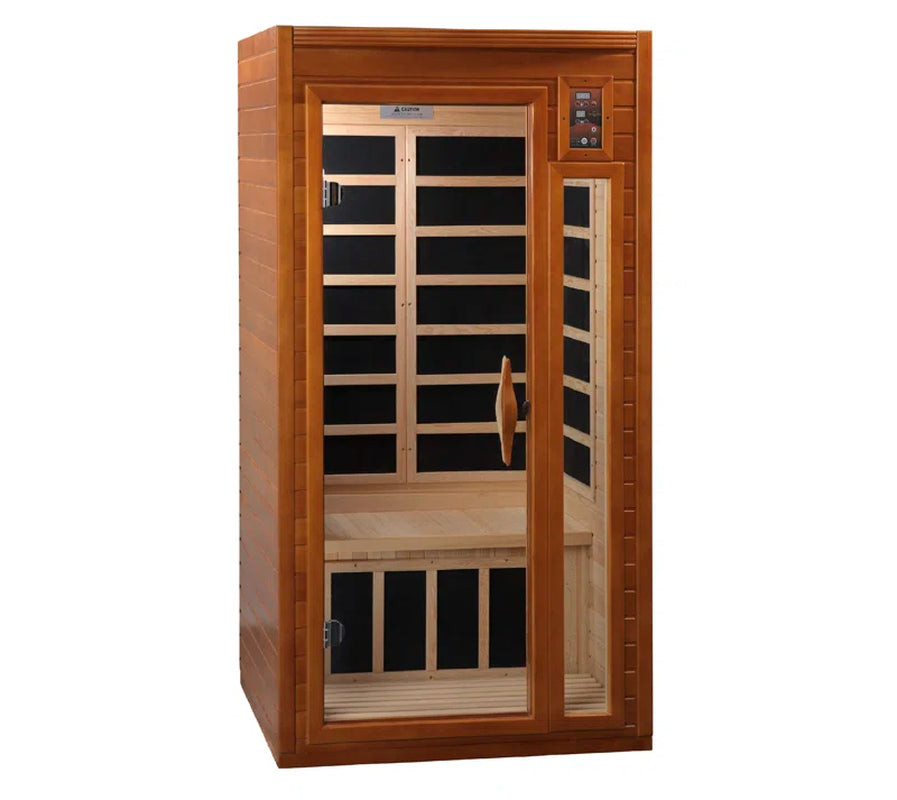 Barcelona 1 - Person Bluetooth Compatible FAR Infrared Sauna with Remote Control in Hemlock