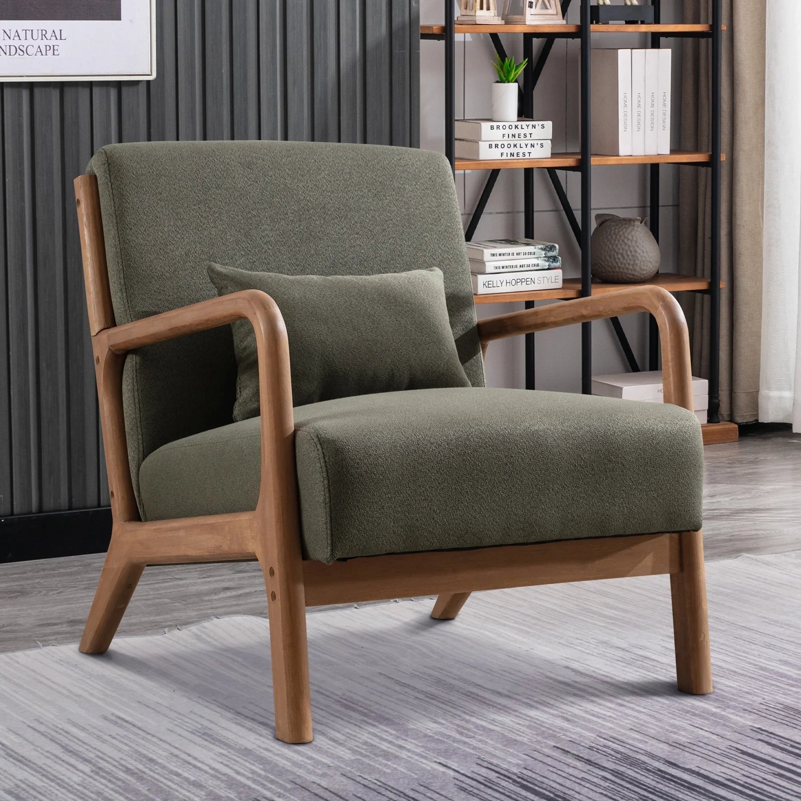 Mid Century Modern Accent Chair, Green