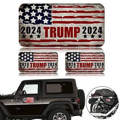 3 Reflective American Flag Car Magnets, Car Magnets of Different 2024 Trump