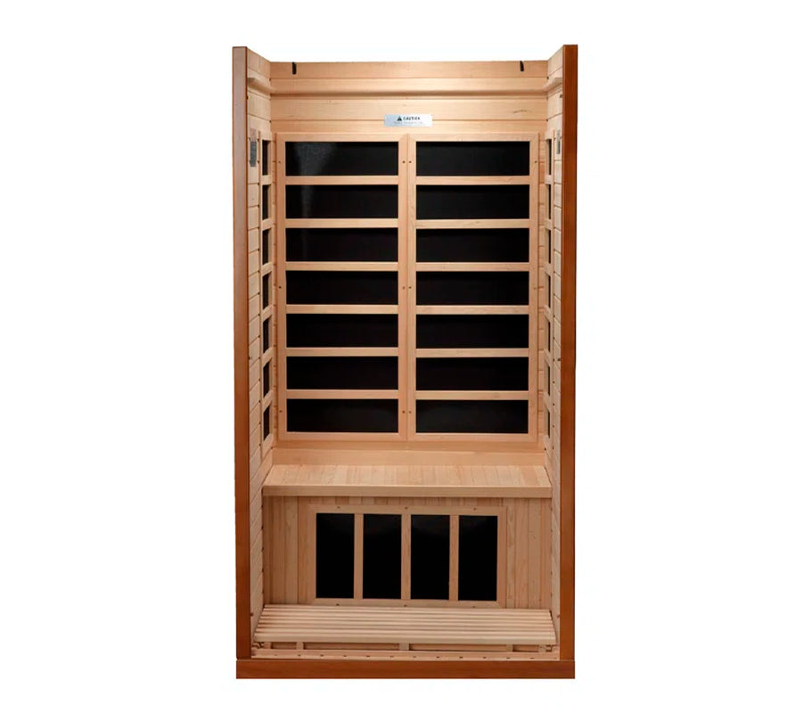 Barcelona 1 - Person Bluetooth Compatible FAR Infrared Sauna with Remote Control in Hemlock