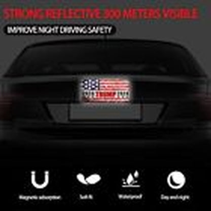 3 Reflective American Flag Car Magnets, Car Magnets of Different 2024 Trump