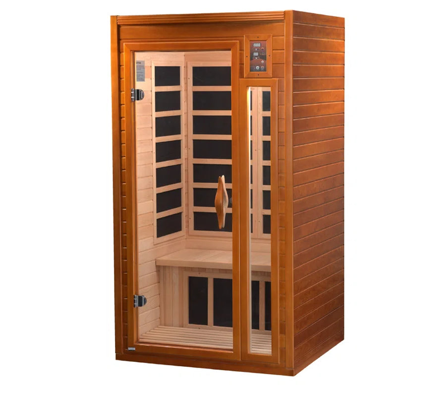 Barcelona 1 - Person Bluetooth Compatible FAR Infrared Sauna with Remote Control in Hemlock